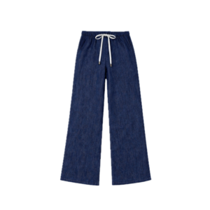 HOME Genzee Unisex Drawstring Comfort Dark-Blue Wide Trouser